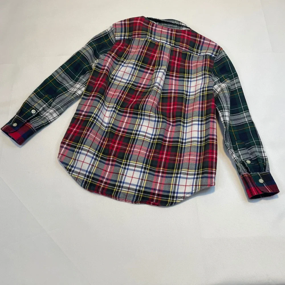 Polo Ralph Lauren Kids Plaid Patchwork Button‎ Down Shirt Long Sleeve Size 5
